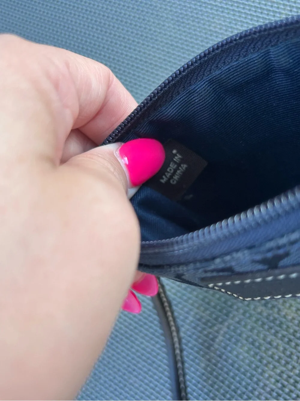 Navy coach wristlet spring, summer, wallet, purse, casual‎ little leather brown